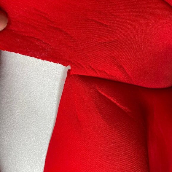 Hearts Women's Candy Red Deep V-Neck Short Sleeve Tie Front Pleated Peplum Top S - Picture 6 of 10